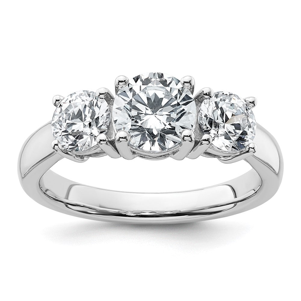 14K Weißgold Verlobungsring mit 2 ct. zertifizierten, im Labor gezüchteten Diamanten VS/SI+ G+, Drei-Stein-Fassung, komplett
