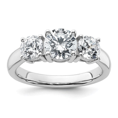 14K Weißgold Verlobungsring mit 2 ct. zertifizierten, im Labor gezüchteten Diamanten VS/SI+ G+, Drei-Stein-Fassung, komplett