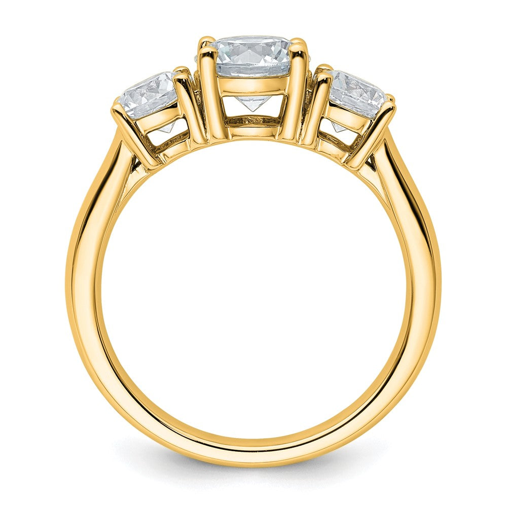 14K Gelbgold Verlobungsring mit 2 ct. im Labor gezüchteten Diamanten VS/SI+ G+ Drei-Steine-Fassung