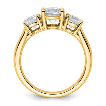 14K Gelbgold 2 ct. zertifizierter Labor-Diamant VS/SI+ G+ Drei-Steine-Verlobungsring