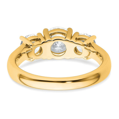 14K Gelbgold Verlobungsring mit 2 ct. im Labor gezüchteten Diamanten VS/SI+ G+ Drei-Steine-Fassung