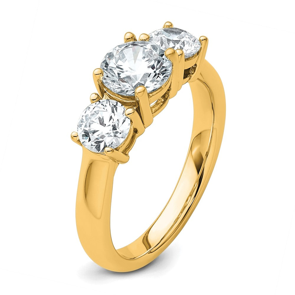 14K Gelbgold 2 ct. zertifizierter Labor-Diamant VS/SI+ G+ Drei-Steine-Verlobungsring