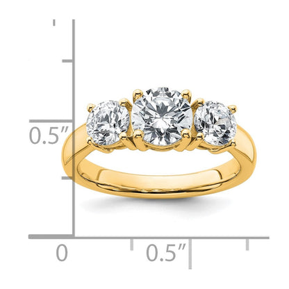 14K Gelbgold 2 ct. zertifizierter Labor-Diamant VS/SI+ G+ Drei-Steine-Verlobungsring