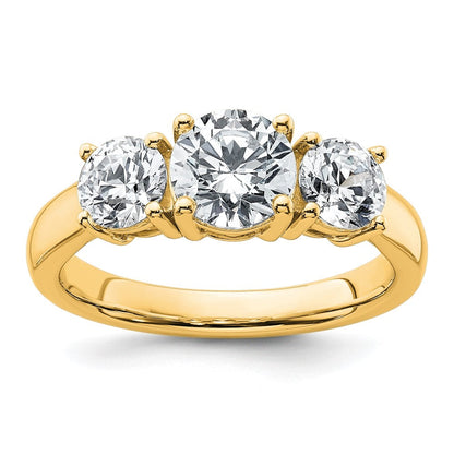 14K Gelbgold Verlobungsring mit 2 ct. im Labor gezüchteten Diamanten VS/SI+ G+ Drei-Steine-Fassung