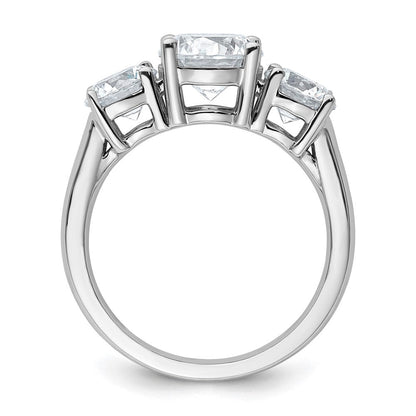 14K Weißgold Verlobungsring mit 3 ct. im Labor gezüchteten Diamanten VS/SI+ G+, Drei-Steine