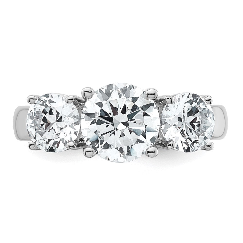 14K Weißgold Verlobungsring mit 3 ct. im Labor gezüchteten Diamanten VS/SI+ G+, Drei-Steine
