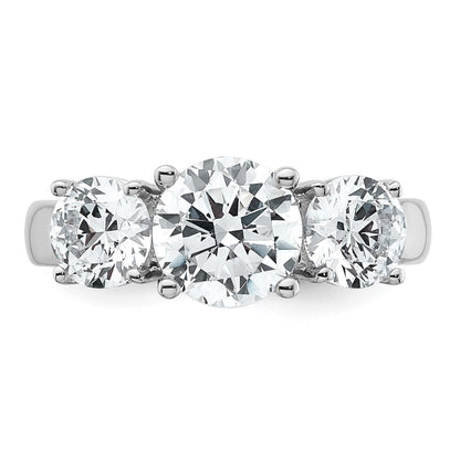 14K Weißgold Verlobungsring mit 3 ct. im Labor gezüchteten Diamanten VS/SI+ G+, Drei-Steine