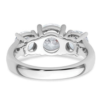 14K Weißgold Verlobungsring mit 3 ct. im Labor gezüchteten Diamanten VS/SI+ G+, Drei-Steine