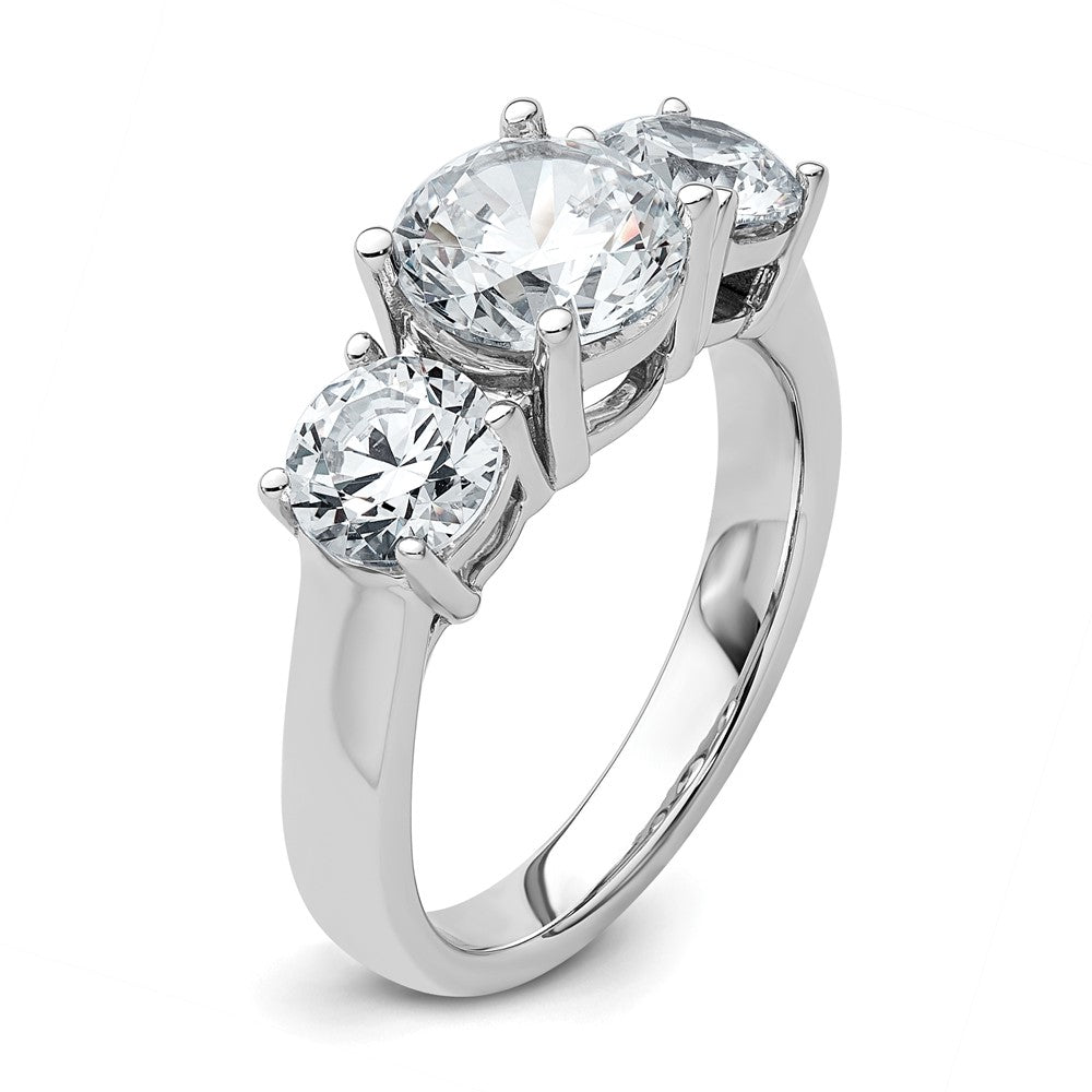 14K Weißgold Verlobungsring mit 3 ct. im Labor gezüchteten Diamanten VS/SI+ G+, Drei-Steine