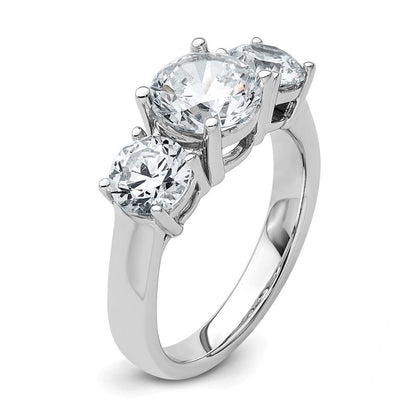 14K Weißgold Verlobungsring mit 3 ct. im Labor gezüchteten Diamanten VS/SI+ G+, Drei-Steine