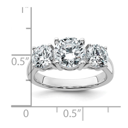 14K Weißgold Verlobungsring mit 3 ct. im Labor gezüchteten Diamanten VS/SI+ G+, Drei-Steine