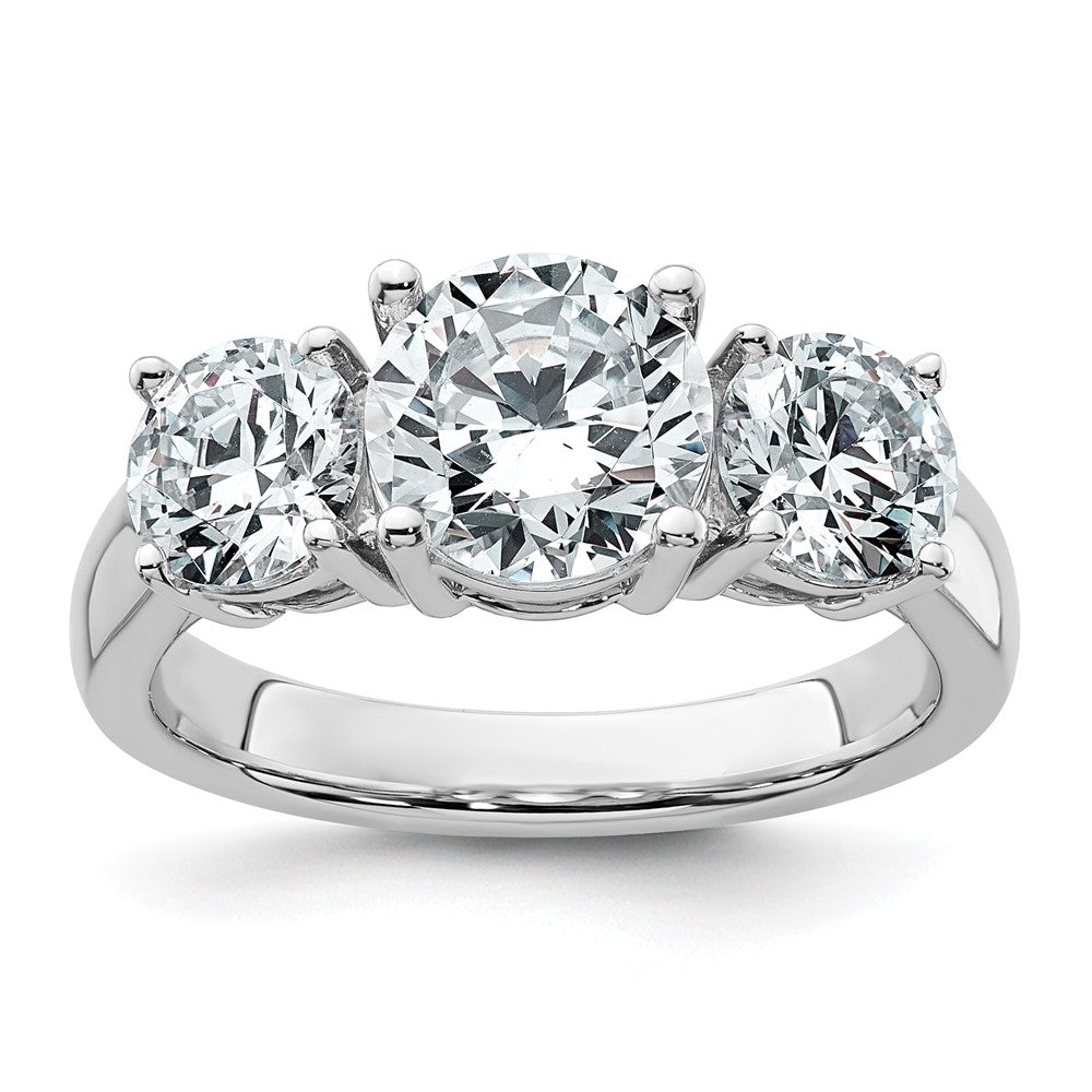 14K Weißgold Verlobungsring mit 3 ct. im Labor gezüchteten Diamanten VS/SI+ G+, Drei-Steine