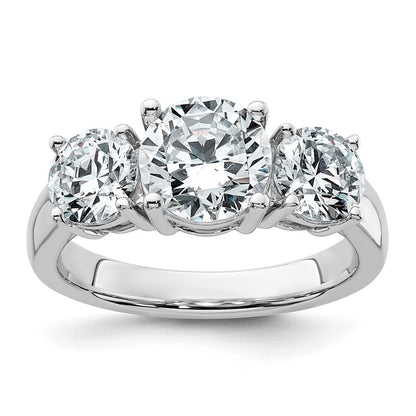 14K Weißgold Verlobungsring mit 3 ct. im Labor gezüchteten Diamanten VS/SI+ G+, Drei-Steine