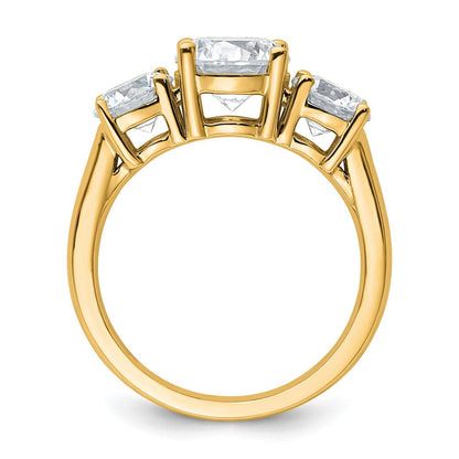14K Gelbgold 3 ct. Zertifizierter Labor Gewachsener Diamant VS/SI+ G+ Dreistein-Verlobungsring