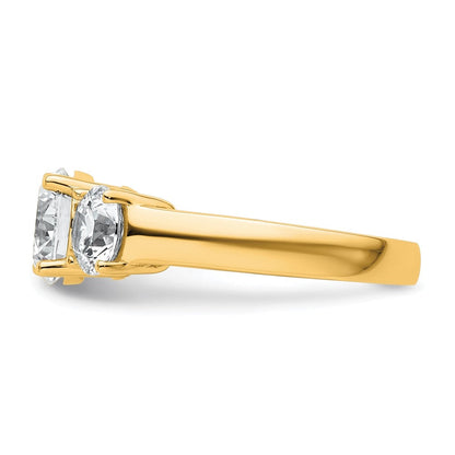 14K Gelbgold 3 ct. Zertifizierter Labor Gewachsener Diamant VS/SI+ G+ Dreistein-Verlobungsring