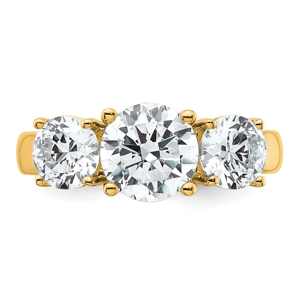 14K Gelbgold 3 ct. Zertifizierter Labor Gewachsener Diamant VS/SI+ G+ Dreistein-Verlobungsring