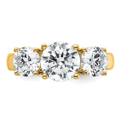 14K Gelbgold 3 ct. Zertifizierter Labor Gewachsener Diamant VS/SI+ G+ Dreistein-Verlobungsring