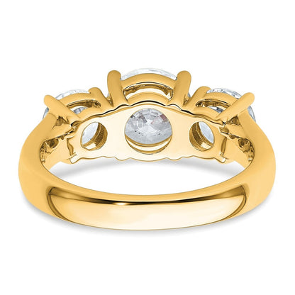 14K Gelbgold 3 ct. Zertifizierter Labor Gewachsener Diamant VS/SI+ G+ Dreistein-Verlobungsring