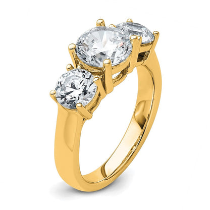 14K Gelbgold 3 ct. Zertifizierter Labor Gewachsener Diamant VS/SI+ G+ Dreistein-Verlobungsring