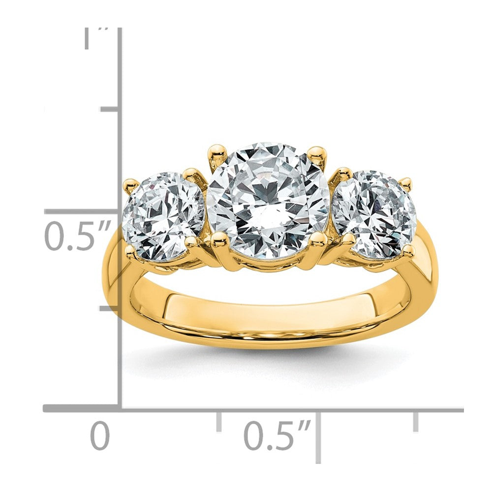 14K Gelbgold 3 ct. Zertifizierter Labor Gewachsener Diamant VS/SI+ G+ Dreistein-Verlobungsring