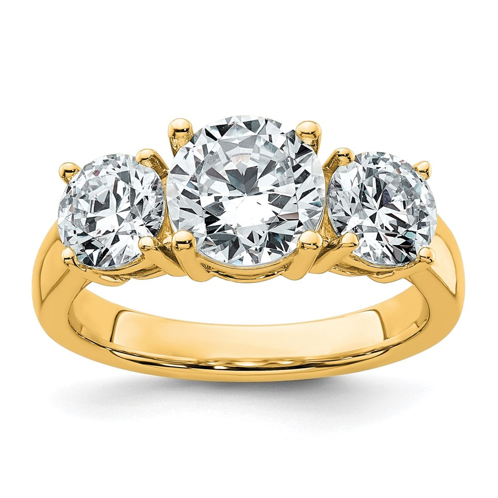 14K Gelbgold 3 ct. Zertifizierter Labor Gewachsener Diamant VS/SI+ G+ Dreistein-Verlobungsring