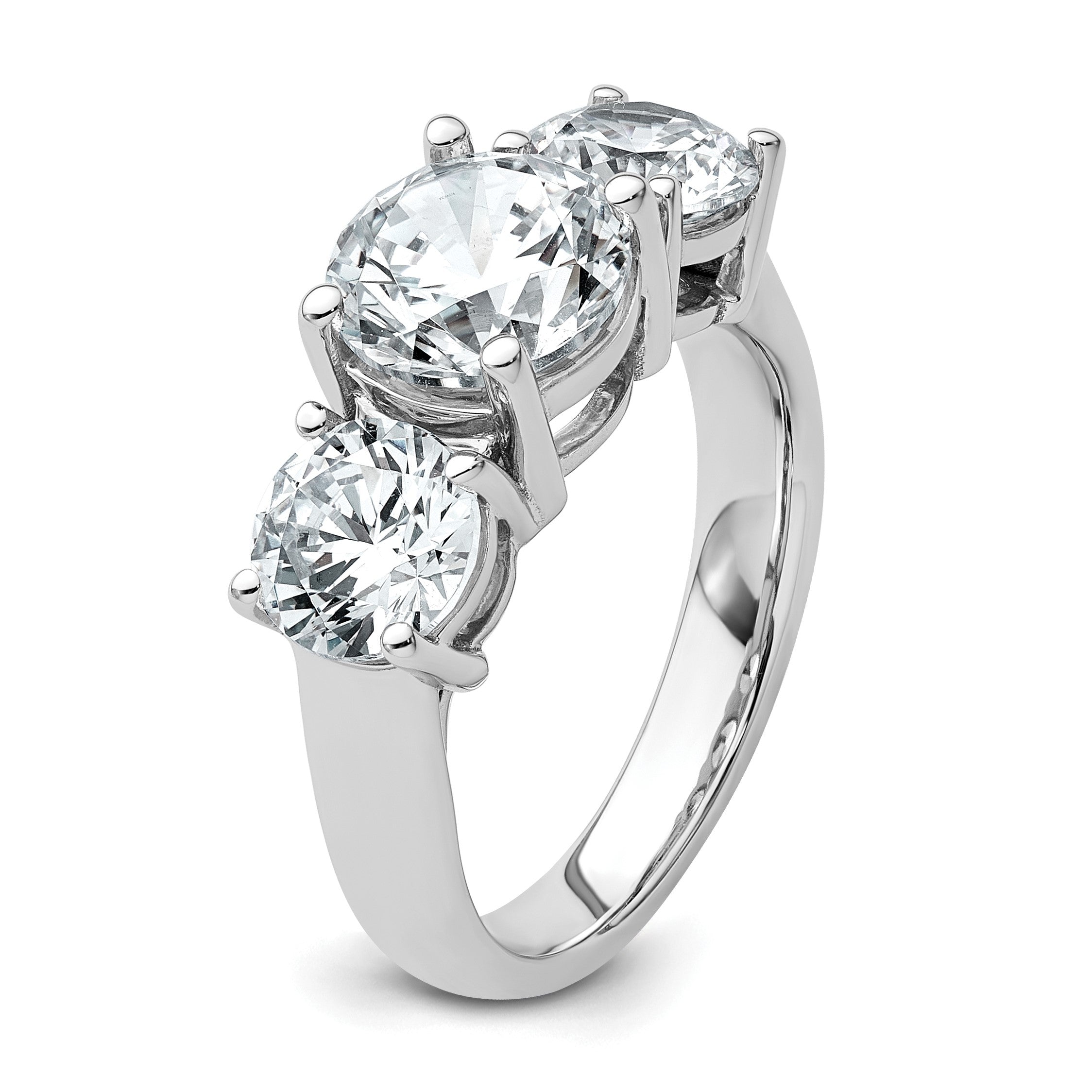 14K Weißgold Verlobungsring mit 4 ct. zertifizierten, im Labor gezüchteten Diamanten VS/SI+ G+, Drei-Stein-Fassung