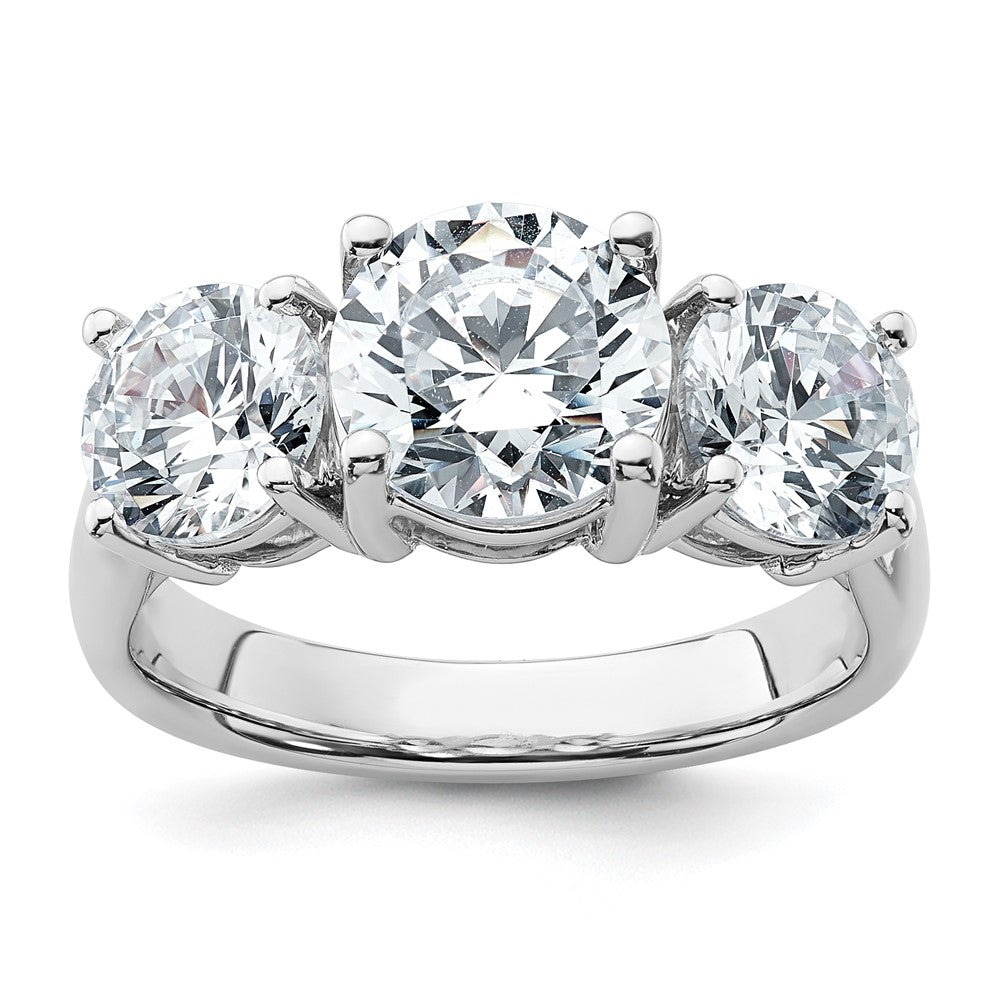 14K Weißgold Verlobungsring mit 4 ct. zertifizierten, im Labor gezüchteten Diamanten VS/SI+ G+, Drei-Stein-Fassung