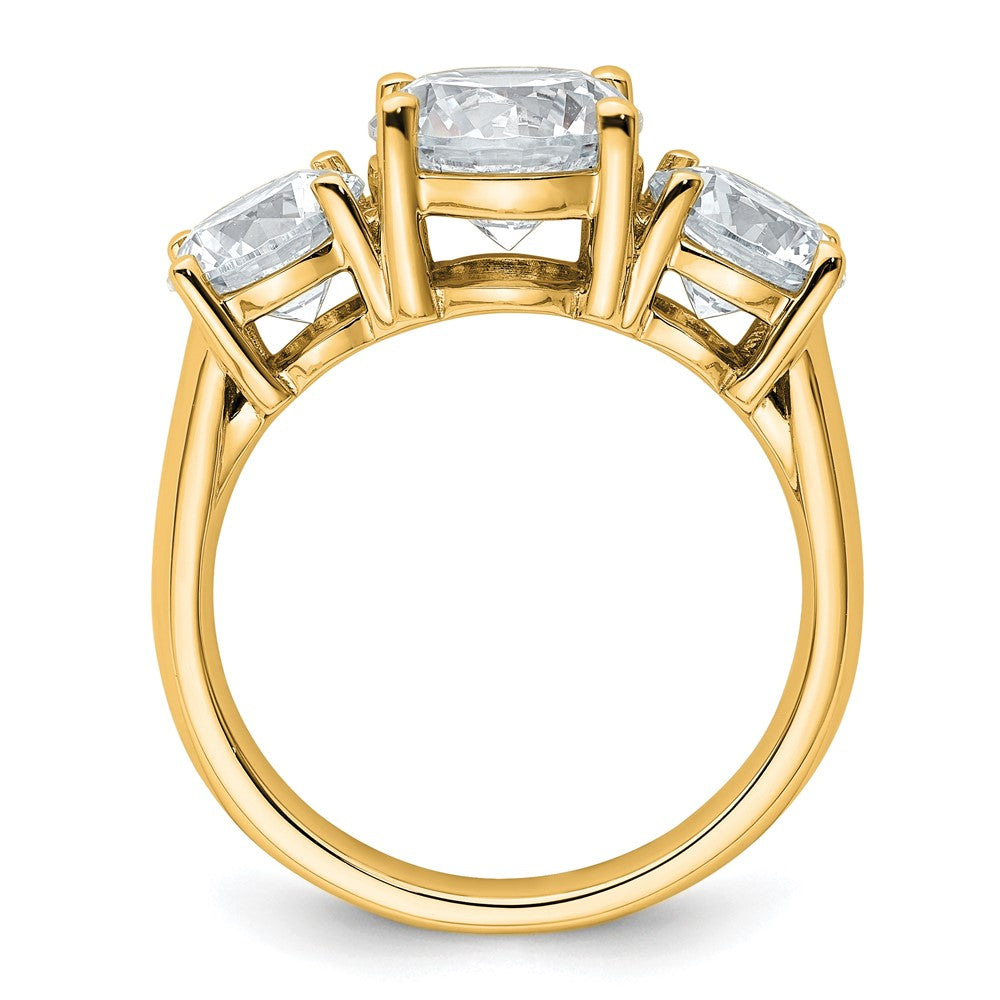 14K Gelbgold Verlobungsring mit 4 ct. im Labor gezüchteten Diamanten VS/SI+ G+, Drei-Stein-Fassung