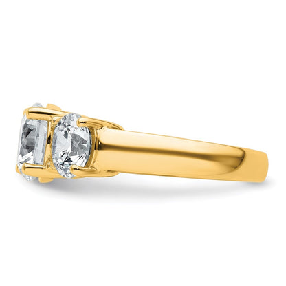 14K Gelbgold Verlobungsring mit 4 ct. zertifizierten, im Labor gezüchteten Diamanten VS/SI+ G+, Drei-Stein-Fassung, komplett