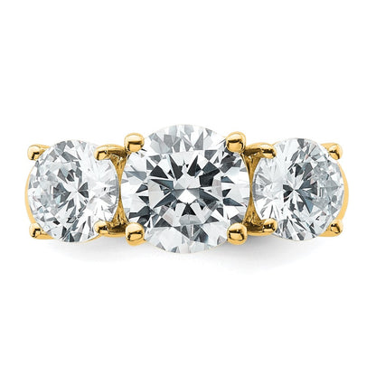 14K Gelbgold Verlobungsring mit 4 ct. zertifizierten, im Labor gezüchteten Diamanten VS/SI+ G+, Drei-Stein-Fassung, komplett