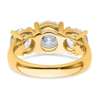 14K Gelbgold Verlobungsring mit 4 ct. zertifizierten, im Labor gezüchteten Diamanten VS/SI+ G+, Drei-Stein-Fassung, komplett
