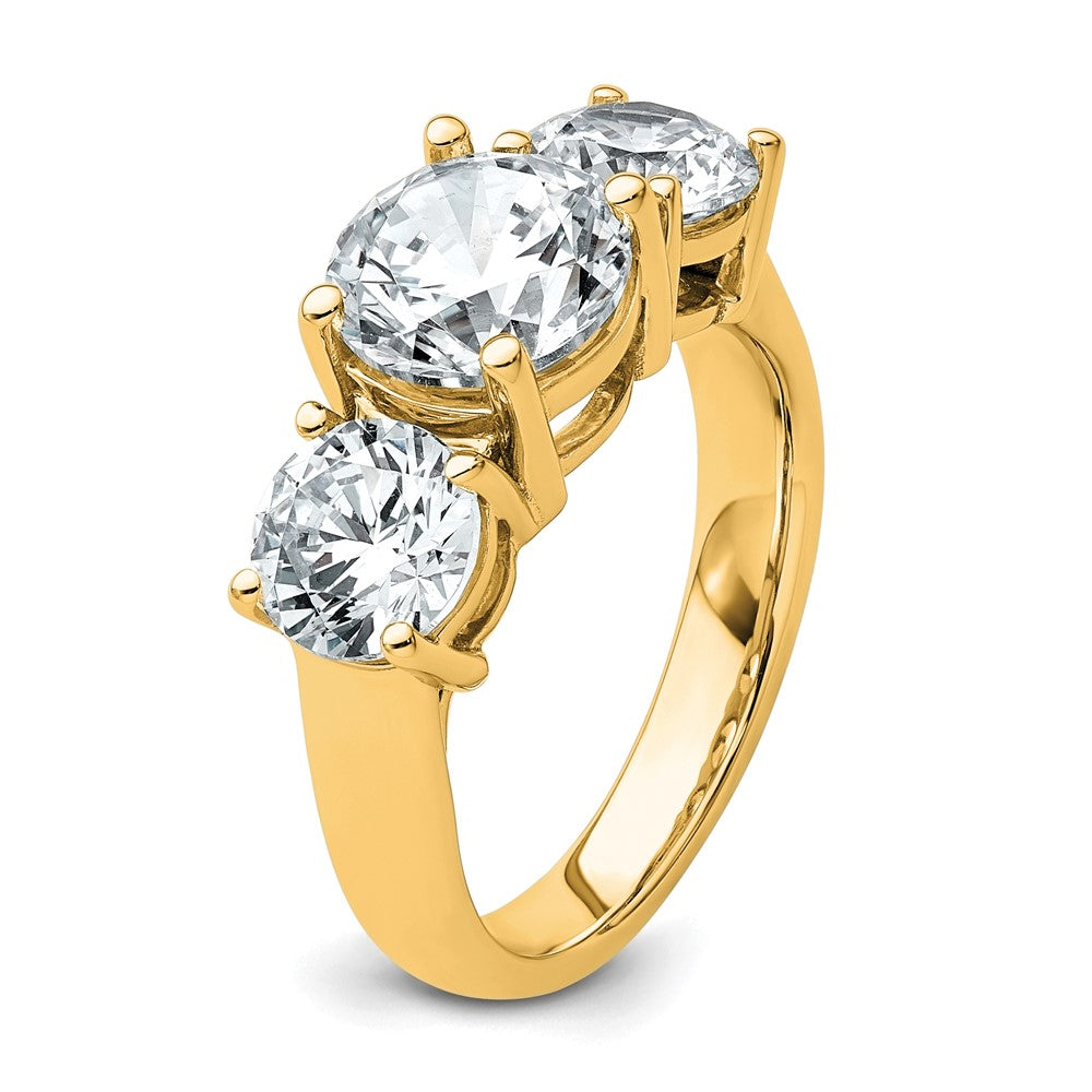 14K Gelbgold Verlobungsring mit 4 ct. im Labor gezüchteten Diamanten VS/SI+ G+, Drei-Stein-Fassung