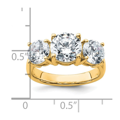 14K Gelbgold Verlobungsring mit 4 ct. im Labor gezüchteten Diamanten VS/SI+ G+, Drei-Stein-Fassung