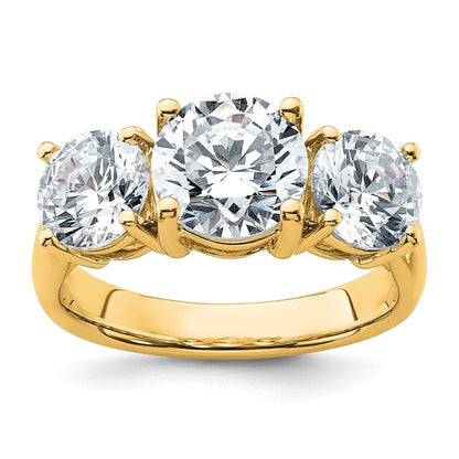 14K Gelbgold Verlobungsring mit 4 ct. zertifizierten, im Labor gezüchteten Diamanten VS/SI+ G+, Drei-Stein-Fassung, komplett