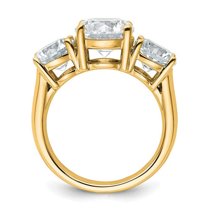 14K Gelbgold Verlobungsring mit 5 ct. im Labor gezüchteten Diamanten, VS/SI+ G+, Drei-Stein-Fassung, komplett