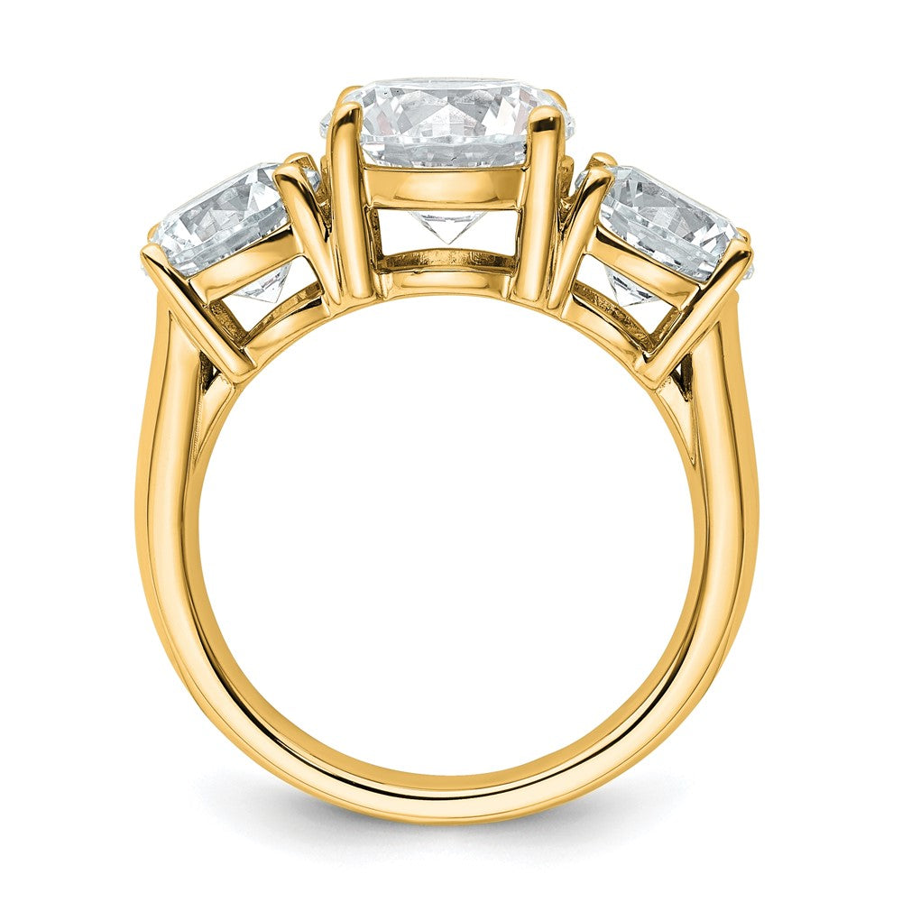 14K Gelbgold Verlobungsring mit 5 ct. zertifizierten, im Labor gezüchteten Diamanten VS/SI+ G+, Drei-Stein-Fassung