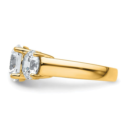 14K Gelbgold Verlobungsring mit 5 ct. im Labor gezüchteten Diamanten, VS/SI+ G+, Drei-Stein-Fassung, komplett
