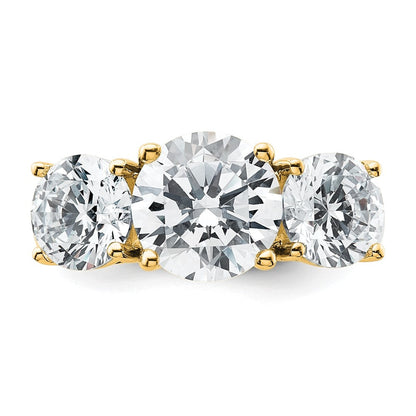 14K Gelbgold Verlobungsring mit 5 ct. im Labor gezüchteten Diamanten, VS/SI+ G+, Drei-Stein-Fassung, komplett