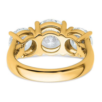 14K Gelbgold Verlobungsring mit 5 ct. im Labor gezüchteten Diamanten, VS/SI+ G+, Drei-Stein-Fassung, komplett