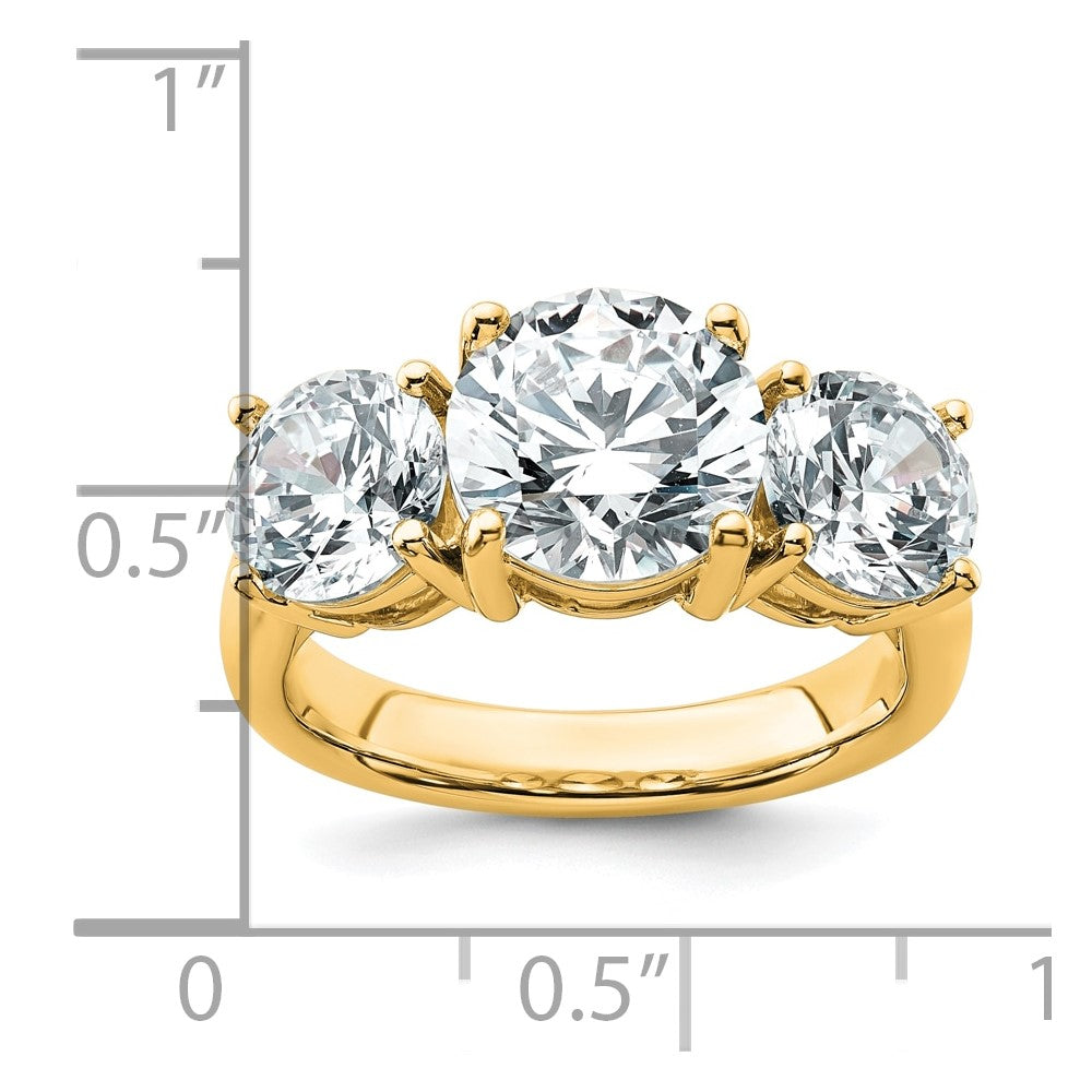 14K Gelbgold Verlobungsring mit 5 ct. im Labor gezüchteten Diamanten, VS/SI+ G+, Drei-Stein-Fassung, komplett