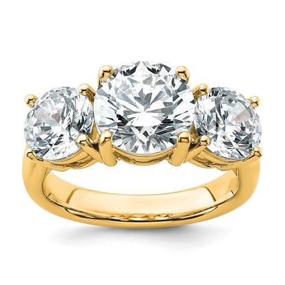 14K Gelbgold Verlobungsring mit 5 ct. zertifizierten, im Labor gezüchteten Diamanten VS/SI+ G+, Drei-Stein-Fassung