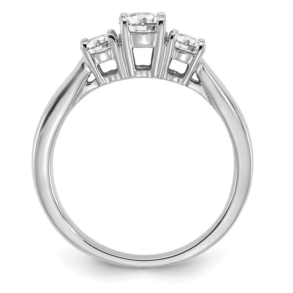 14K Weißgold Verlobungsring mit 0,75 ct. Labor-gezüchteten Diamanten VS/SI+ G+ im Rundschliff, Drei-Steine-Fassung