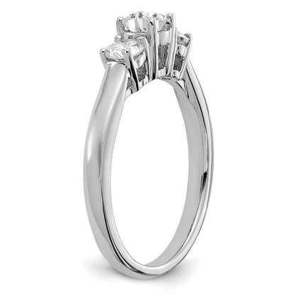 14K Weißgold Verlobungsring mit 0,375 ct. Laborgezüchteten Diamanten VS/SI+ G+, Semi-Mount, 0,375 ct. Mittelstein, rund, Drei-Steine-Fassung