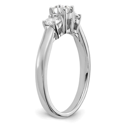 14K Weißgold Verlobungsring mit 0,75 ct. Labor-gezüchteten Diamanten VS/SI+ G+ im Rundschliff, Drei-Steine-Fassung