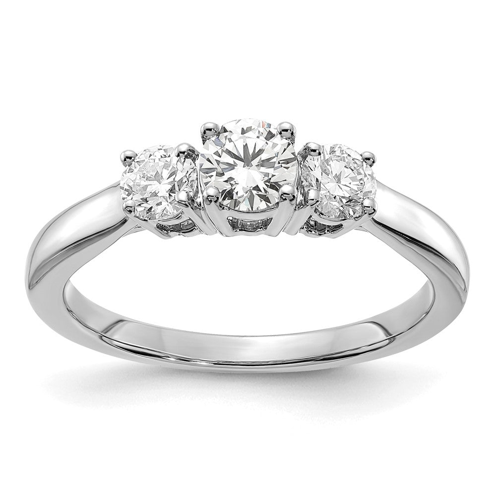 14K Weißgold Verlobungsring mit 0,375 ct. Laborgezüchteten Diamanten VS/SI+ G+, Semi-Mount, 0,375 ct. Mittelstein, rund, Drei-Steine-Fassung