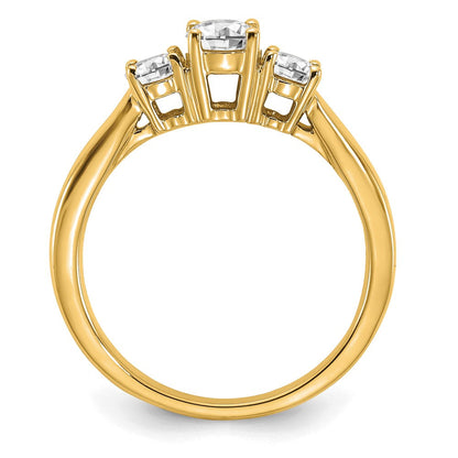 14K Gelbgold Drei-Stein-Verlobungsring mit 0,375 ct. rundem Labordiamant als Mittelstein, VS/SI+, G+, Gesamtgewicht 0,375 ct