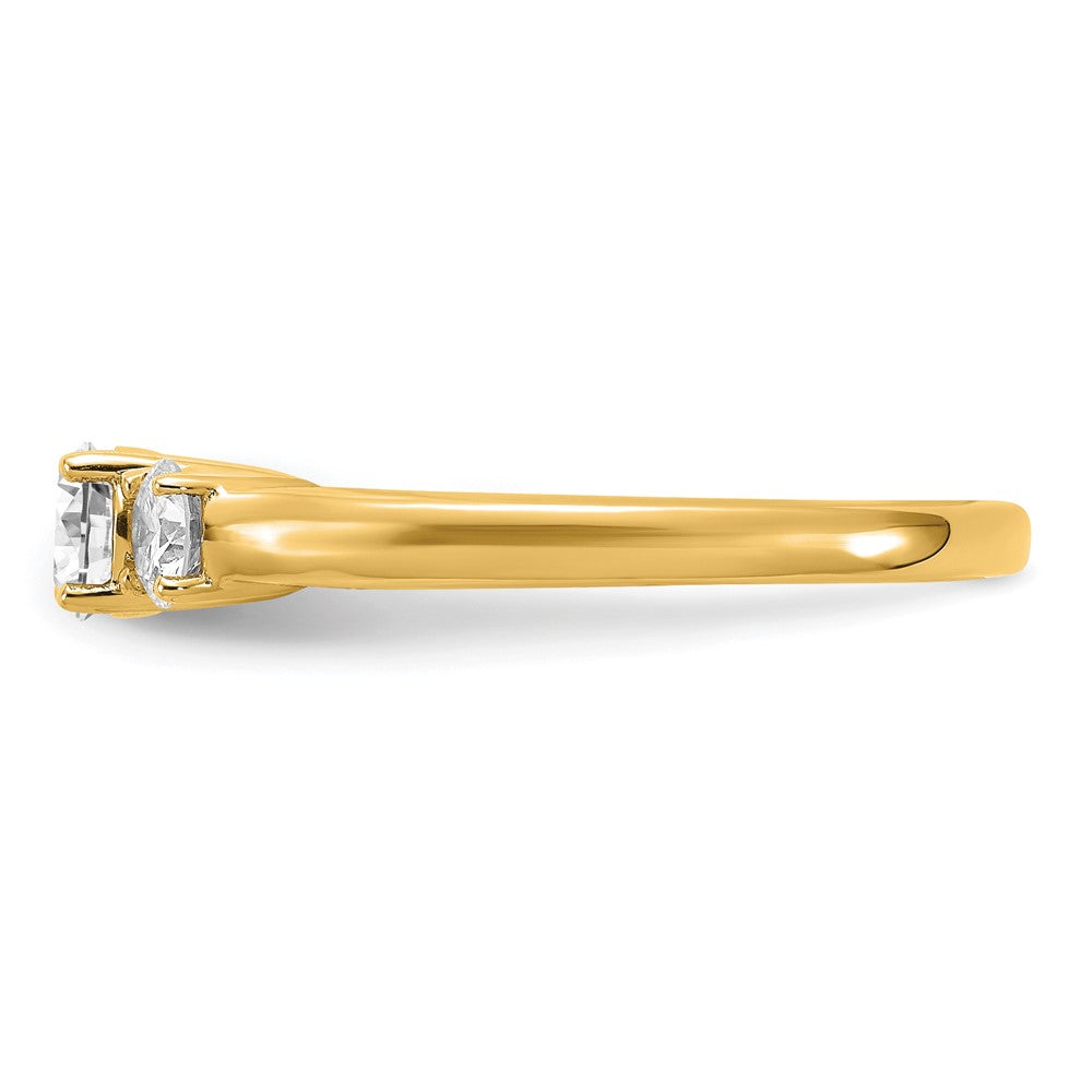 14K Gelbgold Verlobungsring mit 0,75 ct. Labor-gezüchteten Diamanten VS/SI+ G+ im Rundschliff, Drei-Stein-Fassung