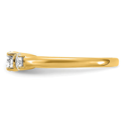 14K Gelbgold Drei-Stein-Verlobungsring mit 0,375 ct. rundem Labordiamant als Mittelstein, VS/SI+, G+, Gesamtgewicht 0,375 ct