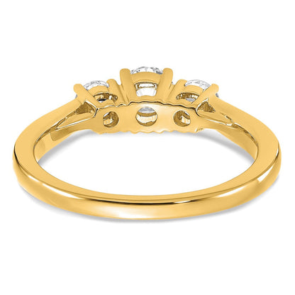 14K Gelbgold Drei-Stein-Verlobungsring mit 0,375 ct. rundem Labordiamant als Mittelstein, VS/SI+, G+, Gesamtgewicht 0,375 ct