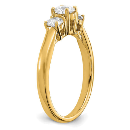 14K Gelbgold Drei-Stein-Verlobungsring mit 0,375 ct. rundem Labordiamant als Mittelstein, VS/SI+, G+, Gesamtgewicht 0,375 ct